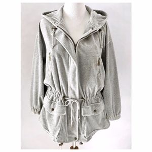 DKNY Jeans Grey Velour Oversized Utility Jacket